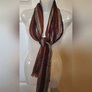 Scarf with Hues of Purple Orange and Ivory